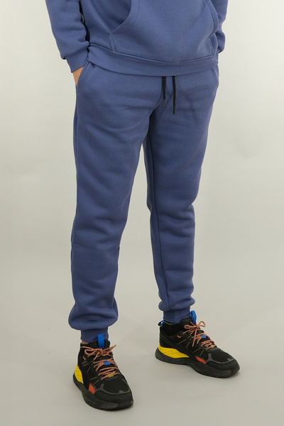 Souris Erkek İndigo Eşofman Altı Rahat Kesim 3 iplik Şardonlu İpli Ribana Bel