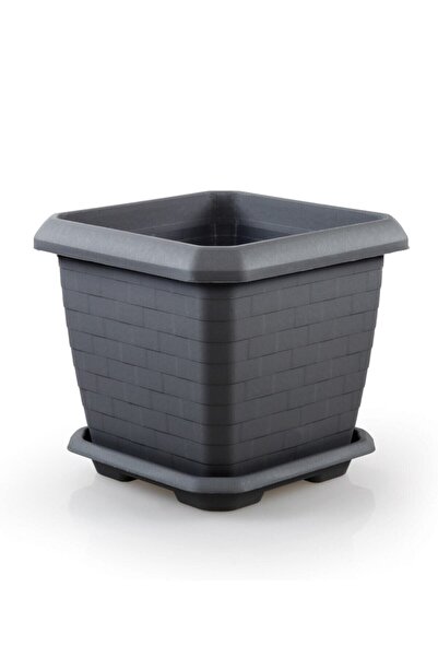 SERİNOVA Hisar Kale Saksı 74,3 Lt Tabaklı Antrasit Büyük Saksı