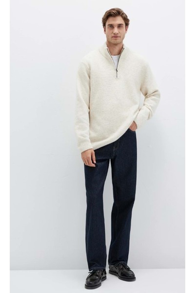 Mavi M0710380 Half Zip Pullover Half Zipper Men's Sweatshirt Beige