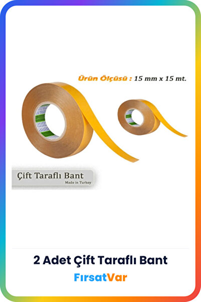 FırsatVar 2 Adet Şerit Led Için Yapıştırıcı Çift Taraflı Şerit Bant 15 Metre ...