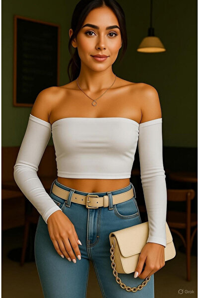 Olyssia Women's 3-Pack Madonna Collar Blouse Bodycon Stretchy Long Sleeve Crop Bustier – Stylish and Trendy Top