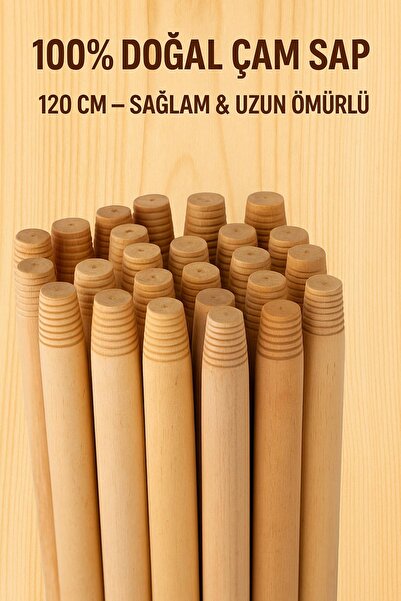 VENON 3 Adet Ahşap Sap 120 Cm ☀️ Sopası Süpürge Ucu Temizlik Sopası Ağaç Sopa...