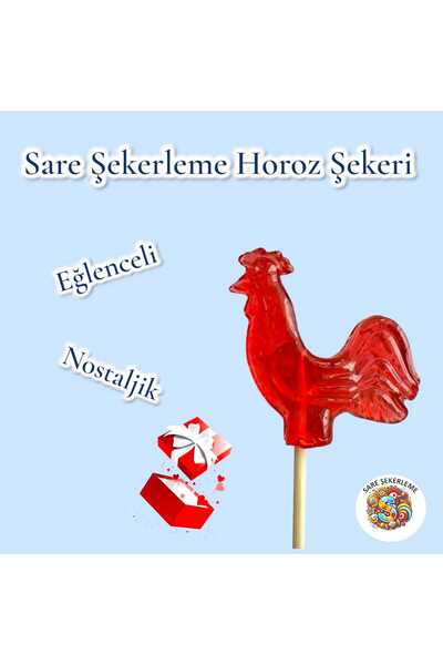 Sare Şekerleme Horoz Şekeri 12 Gr (150 Adet) – Nostalji Karnavalı, 3D Çift Taraflı, Aromalı, Sunum Standlı