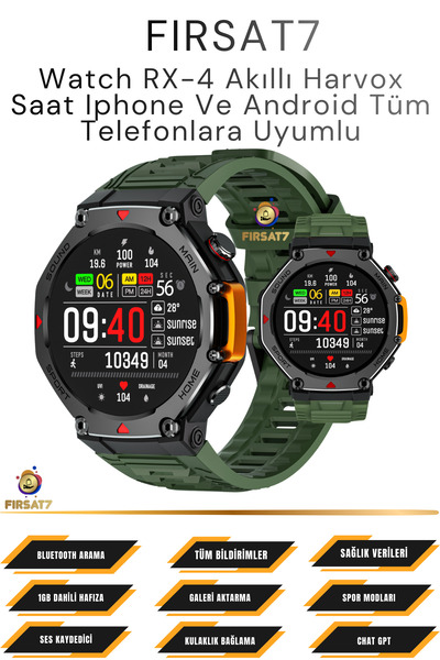Fırsat7 Watch RX-4 Akıllı Saat Iphone Ve Android Tüm Telefonlara Uyumlu Harvo...