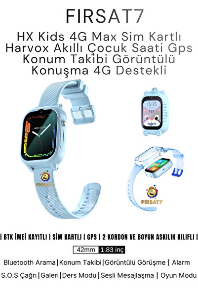 Fırsat7 HX Kids 4G Max Sim Kartlı Harvox Akıllı Çocuk Saati Gps Konum Takibi ...