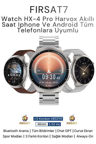 Fırsat7 Watch HX-4 Pro Harvox Akıllı Saat Iphone Ve Android Tüm Telefonlara U...