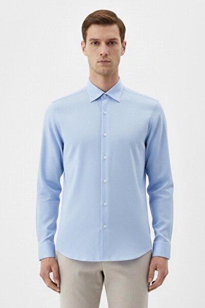 Sabri Özel Uzun Kollu Erkek Gömlek Mavi