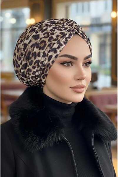 Aişe tesettür Leopar Desenli Büzgülü Bone