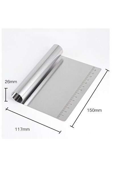 ZUZU MADE Siyah Büyük Boy Silikon Hamur Açma Matı 45 Cm X 65 Cm ve Solingen Ölçülü Çelik Hamur Kesme Spatulası