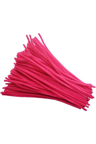 Butik 25 Adet Koyu Pembe Şönil, Çiçek Yapımına Uygun Tüylü Tel, 30 Cm 6 Mm