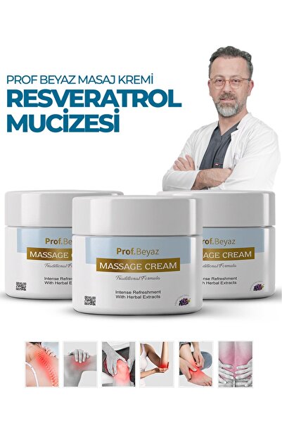 3'lü Prof Beyaz Masaj Kremi | Yoğun Resveratrol Mucizesiyle Güçlendirilmiş Bitkisel Formül