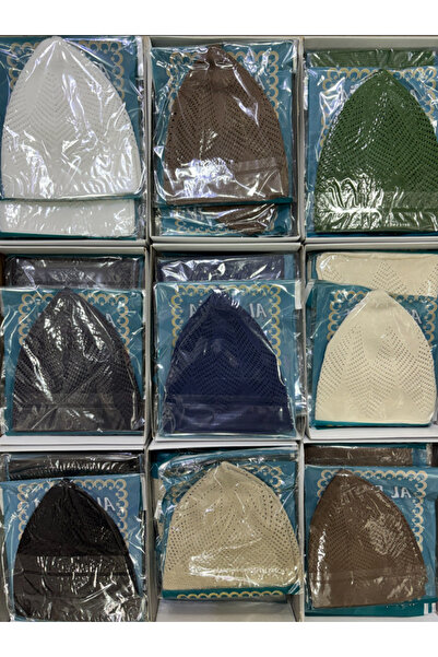 Muensu 10 Adet Karışık Renk Namaz Takkesi, Hac Umre Hediyelik Takke, Hacı Mal...