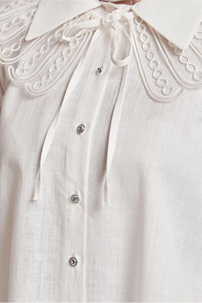 TRENDTESETTÜR KADIN Ekru PAMUKLU GÖMLEK TUNİK T 4122