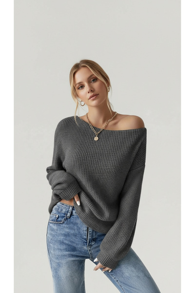 peri tower PRODUS NOU Pulover tricotat cu croiala lejeră, cu umăr deschis 0055