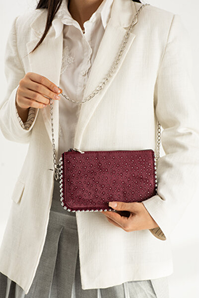 Zealous Mini Suede Stone Beaded Bag