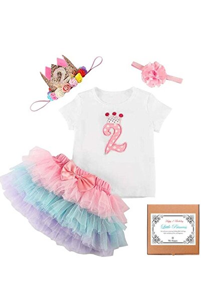 WE HAPPY 4-Piece 2nd Birthday Baby Girls Dress Princess Costume