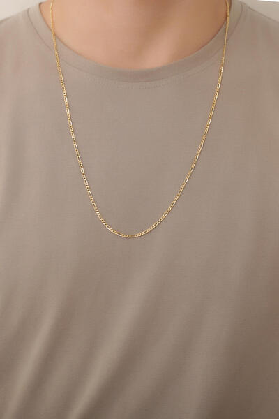 Bayar Gold 14 Ayar Altın Zarif Erkek Figaro Zincir Kolye