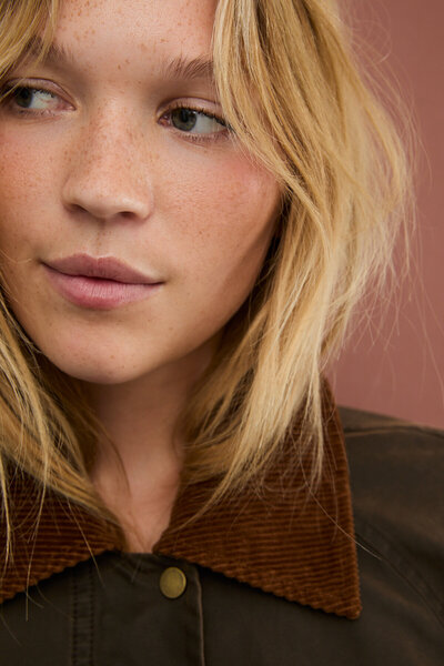 Stradivarius Long waxed parka with detachable hood