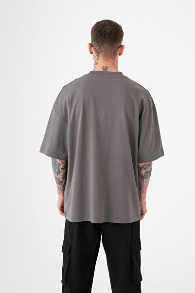Machinist Oversized Free Spirit Printed Cotton T-Shirt Smoke