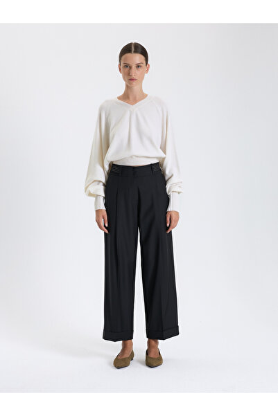 BAQA Contrast Stitched Black Trousers