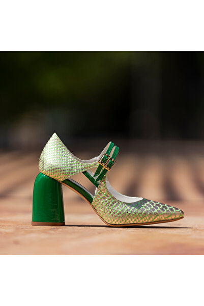 OEM Women's Shoes with Thick Heels Fantasy Green Love - 36