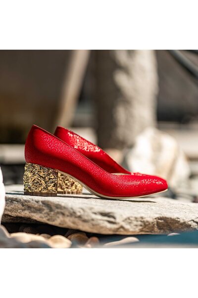 OEM Women's Shoes with Thick Heels Melina Red - 35