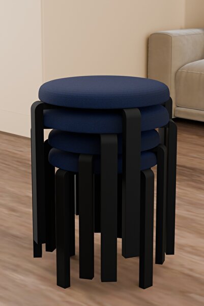 Wood House VERA PUF 4'LÜ LACİVERT