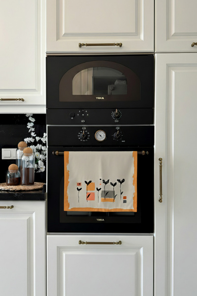 Cango Home Orange Yellow Bohemian Leaf Patterned Digital Printed Oven Cover 4Kmbs138-F