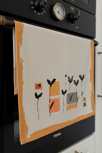 Cango Home Orange Yellow Bohemian Leaf Patterned Digital Printed Oven Cover 4Kmbs138-F