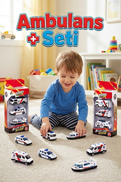 craftivio 6'lı Metal Ambulans Seti - Diecast Oyuncak Ambulans Ekibi - Dayanık...