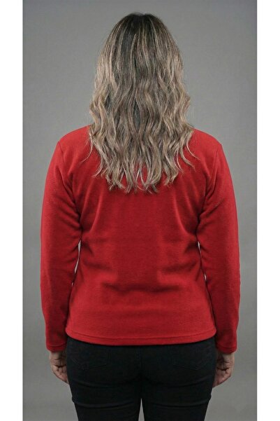 BESKAR Women's Red Half Zipper Mock Neck Winter Thermal Fleece Sweatshirt