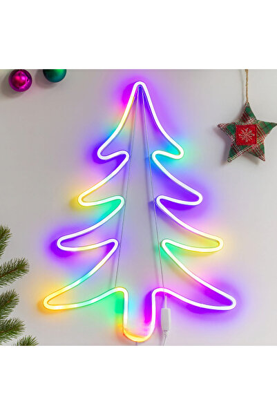 Poro Online Christmas Decoration 67x47cm Tree Model with Multicolor LED Light, Silicone Transparent Hanging Orna