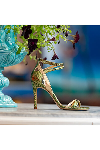 OEM Women's Sandals Made of Natural Leather Chloe Green Gold - 35