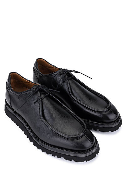 Tamer Tanca Men's Genuine Leather Black Leather Casual Shoes