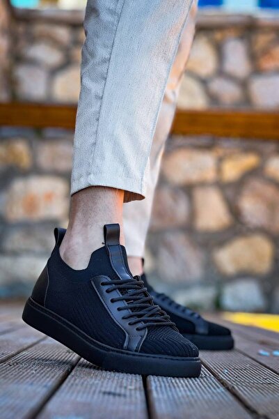 Lucy Shoes Yg-112 Men's Lace-Up Casual Knit Sneaker Shoes Cst - Black