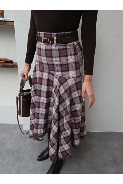 ESRAHELVACI Fusta asimetrică cu croială curele din dantelă