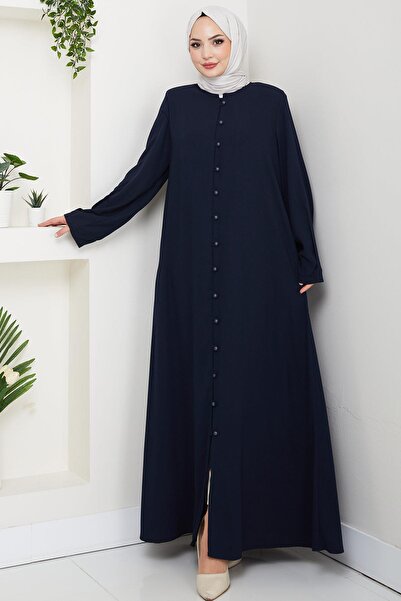 hafsamina Ferace Navy Blue with Handle, Pen and Button Hm2861