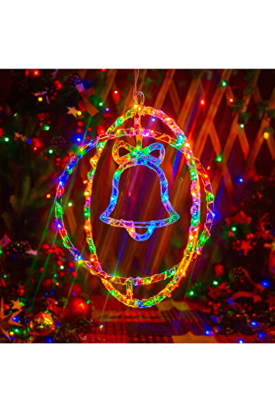 Poro Online Clopoțel de Crăciun de 30 cm cu lumină LED multicoloră, ornament transparent suspendat