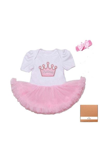 WE HAPPY Baby Girl Princess Crown Tutu Dress Baby Pink Theme Party Costume
