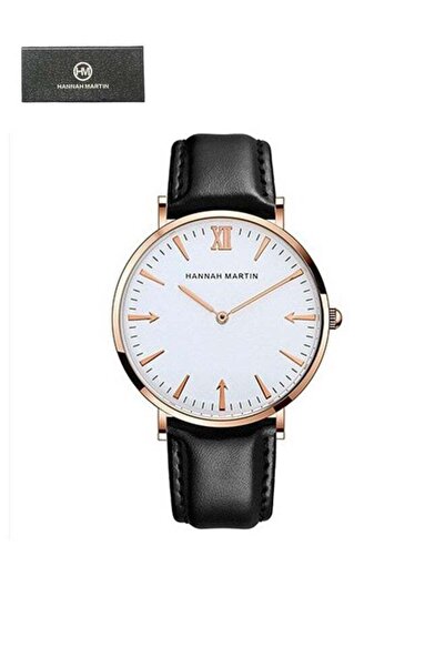 Hannah Martin Classic Leather Strap Quartz Waterproof Analog Wrist Watch Blac...