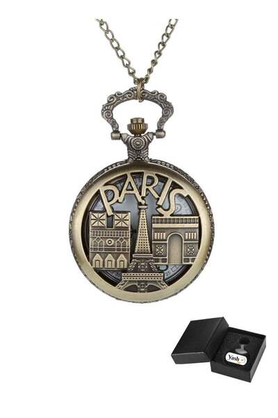 Yash Fascinating Paris Pocket Watch - Timeless Retro Quartz (Unisex)