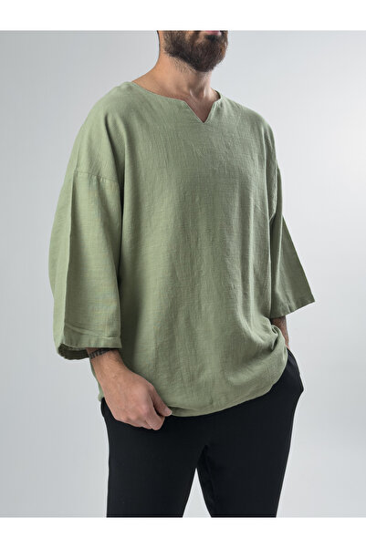 COCOPELLI Ανδρικό πράσινο μπλουζάκι με γιακά αχλάδι με κοντό μανίκι COC2612