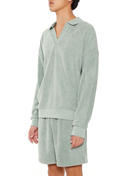 Forever 21 Yumuşak Dokulu Polo Yaka Sweatshirt