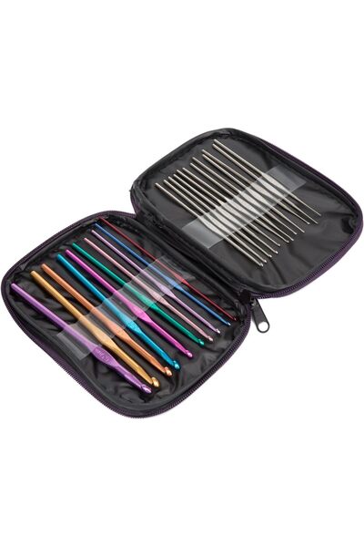 BetyBedy 22Pcs Crochet Hooks Set, Aluminum Handle Knitting Needles, Multicolor Crochet Needles for Y