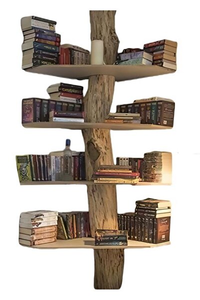 Bamena Wood Burl Ahşap Kitaplık