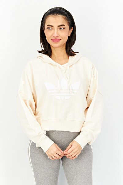 adidas Women Sportswear Fit Brand Logo Training Hoodie, Cream