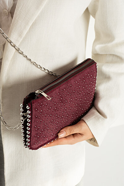 Zealous Mini Suede Stone Beaded Bag