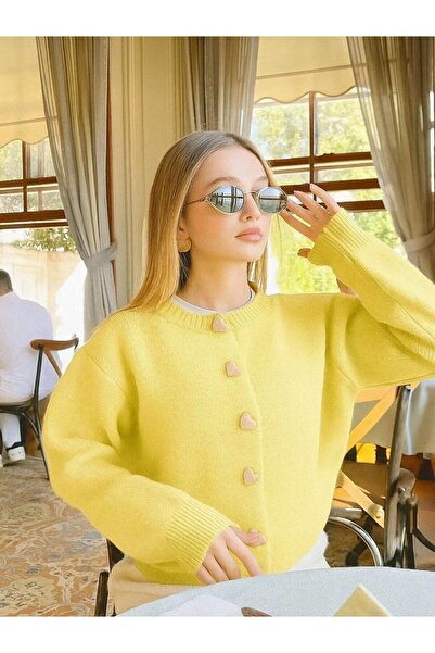 hedef giyim Heart Buttoned Knitwear Cardigan