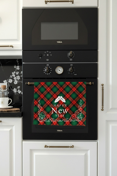 Cango Home Red Green Christmas Themed Plaid Patterned Digital Printed Oven Cover Cgh910-F