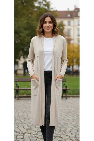 güncüoğlu Cardigan lung din tricot, cu mânecă lungă, croială normală, buzunar...